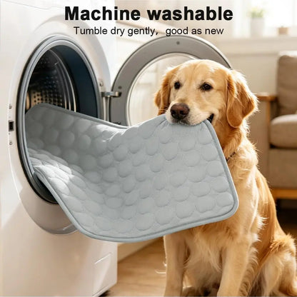 Dog Cooling Mat for Small Medium Dogs, Long-Lasting Cool Pad for Dogs Outdoor & Indoor Use with Ice Silk Fabric & Waterproof Cover, Summer Cooling Pet Bed, Non-Slip Washable Pet Blanket, Outside