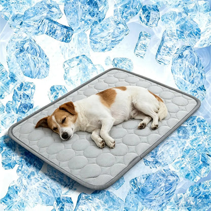 Dog Cooling Mat for Small Medium Dogs, Long-Lasting Cool Pad for Dogs Outdoor & Indoor Use with Ice Silk Fabric & Waterproof Cover, Summer Cooling Pet Bed, Non-Slip Washable Pet Blanket, Outside