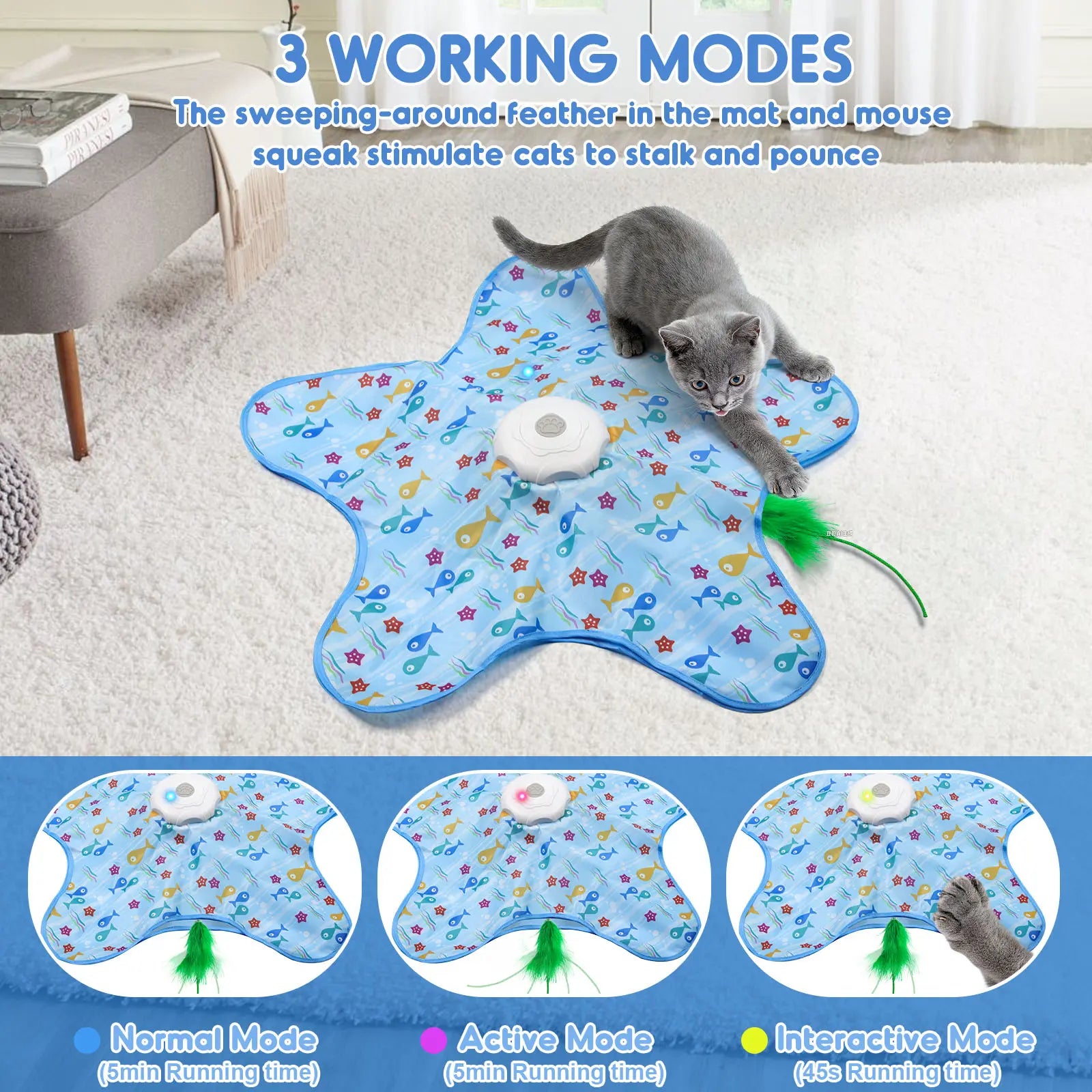 Interactive Unpredicatable Moving Feather Hunting Cat Toy , Hide and Seek Rechargeable Cat Toy for Bored Cat,Automatic Chargeable，Indoor Exercise & Boredom Relief for All Breeds Cats , #Summerwins #Dealsforyoudays