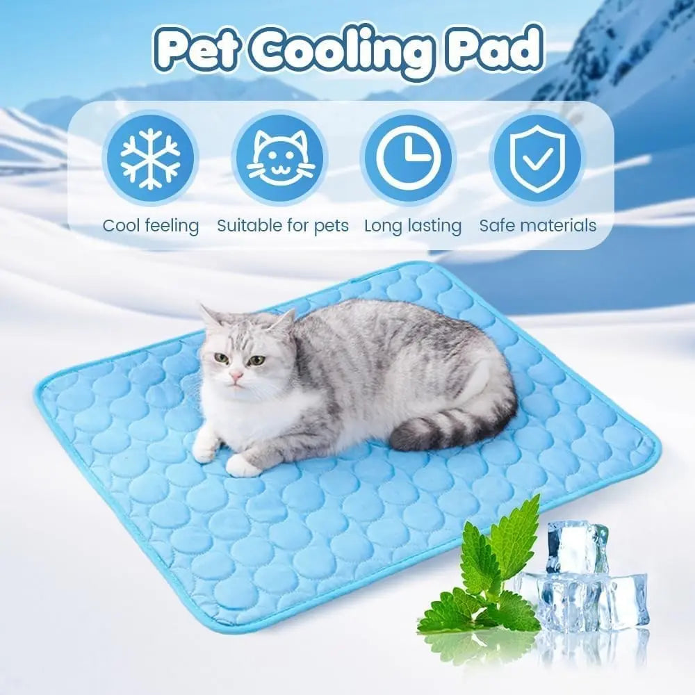 Dog Cooling Mat for Small Medium Dogs, Long-Lasting Cool Pad for Dogs Outdoor & Indoor Use with Ice Silk Fabric & Waterproof Cover, Summer Cooling Pet Bed, Non-Slip Washable Pet Blanket, Outside