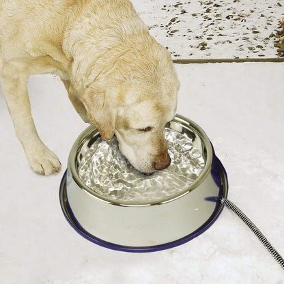 Thermal-Bowl Heated Water Bowl for Cats & Dogs Outside, Safety Listed Outdoor Heated Dog Dish for Pets, Automatic No Freeze, anti Chew Cord - 102 Ounces Stainless 25W