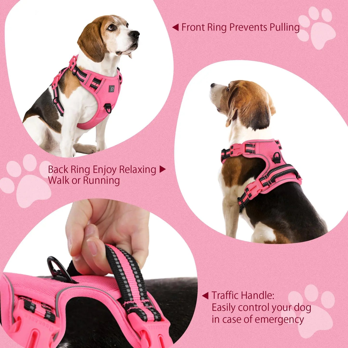 No-Pull Dog Harness and Leash Set (2 Pcs/Set), Reflective Adjustable Harness with Chest Strap and Handle, Escape-Proof Soft-Padded Pet Vest for Small to Large Dogs, Walking Harness