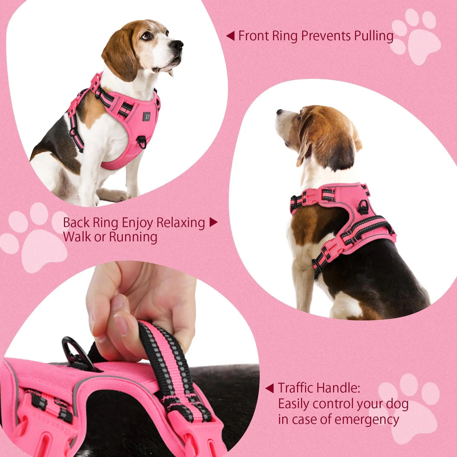 No-Pull Dog Harness and Leash Set (2 Pcs/Set), Reflective Adjustable Harness with Chest Strap and Handle, Escape-Proof Soft-Padded Pet Vest for Small to Large Dogs, Walking Harness