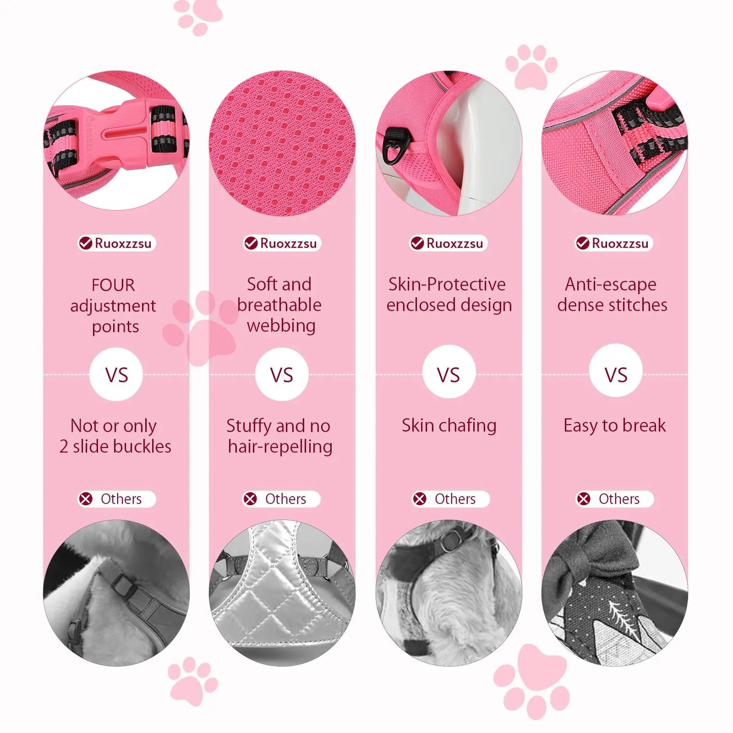No-Pull Dog Harness and Leash Set (2 Pcs/Set), Reflective Adjustable Harness with Chest Strap and Handle, Escape-Proof Soft-Padded Pet Vest for Small to Large Dogs, Walking Harness