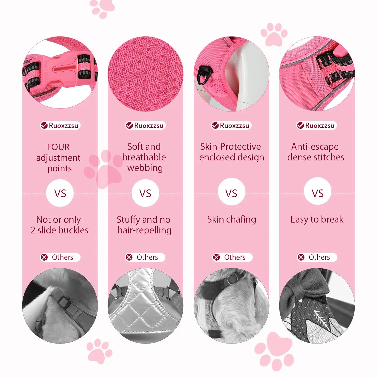 No-Pull Dog Harness and Leash Set (2 Pcs/Set), Reflective Adjustable Harness with Chest Strap and Handle, Escape-Proof Soft-Padded Pet Vest for Small to Large Dogs, Walking Harness