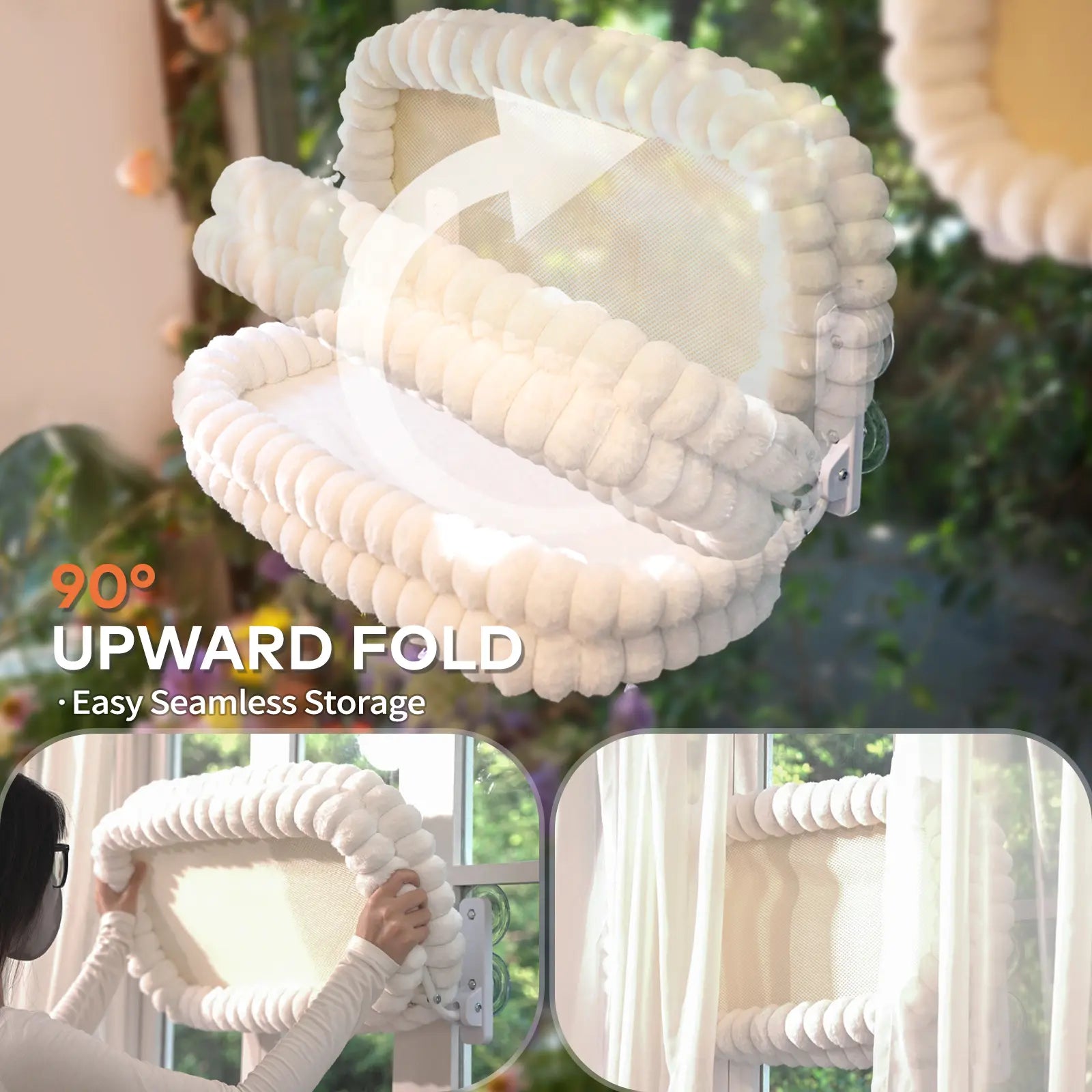 Folding Cat Hammock for Window - Cordless, Machine Washable Bed, Robust Metal Frame, Strong Suction Cups，Cat Window Perch for Cats and Small Dogs #Dealsforyoudays