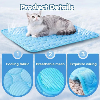 Dog Cooling Mat for Small Medium Dogs, Long-Lasting Cool Pad for Dogs Outdoor & Indoor Use with Ice Silk Fabric & Waterproof Cover, Summer Cooling Pet Bed, Non-Slip Washable Pet Blanket, Outside